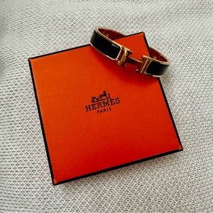 Authentic Hermes GM Clic Clac Bracelet (Black/Gold)